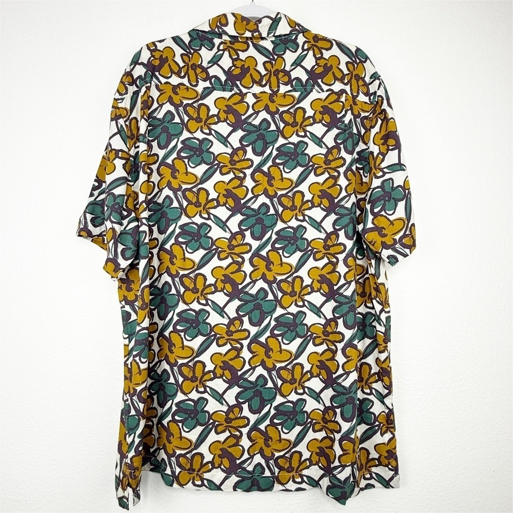 RSQ Mens XXL Floral Button Down Shirt Short Sleeve Rayon Camp Collar White Multi - Picture 4 of 9